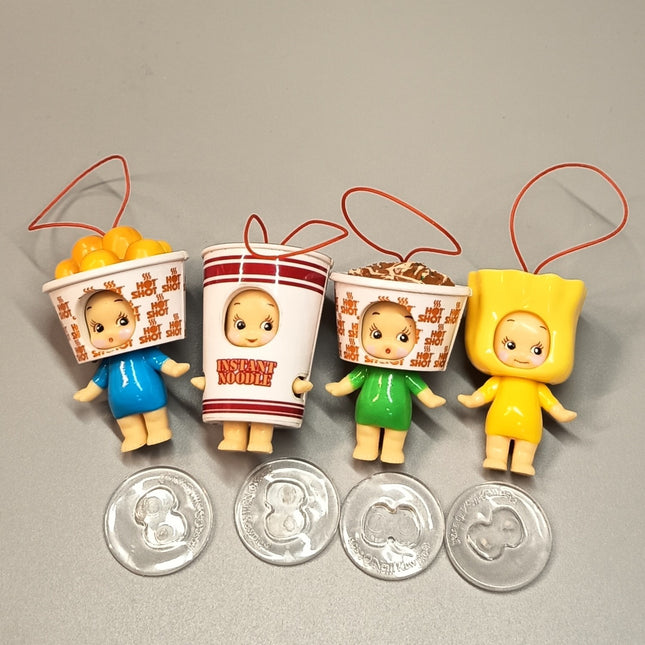 Kewpie Baby x 7-Eleven Cup Noodles Fish Ball – 2" Keychain Lot (Pre-Owned)