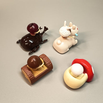 Nameko Mushroom Garden Mushroom Driving – Lot of 4 Pull Back Cars (Re-ment, Pre-Owned)