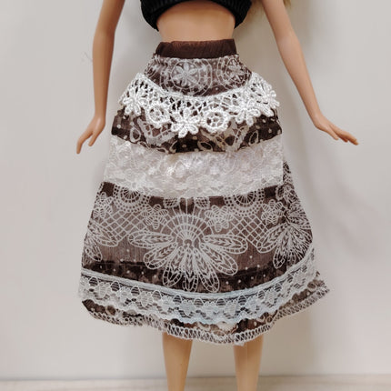1/6 Scale Brown & White Lace Skirt – Cottage Style (Pre-Owned)