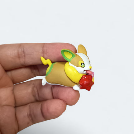 Pokemon Yamper Eating 1.5" Mini Figure – Munching Mascot (Takara Tomy, Pre-Owned)
