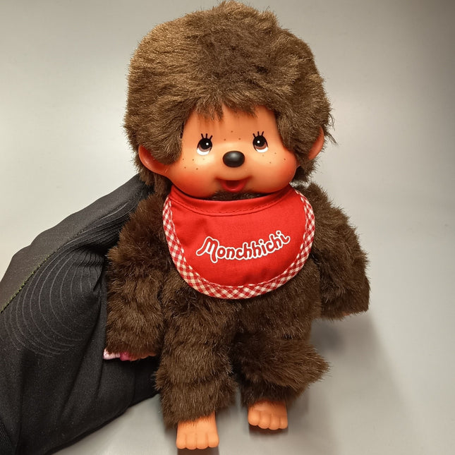 Classic Monchhichi 7" Plush Boy Doll with Red Bib – Sekiguchi (Pre-Owned)