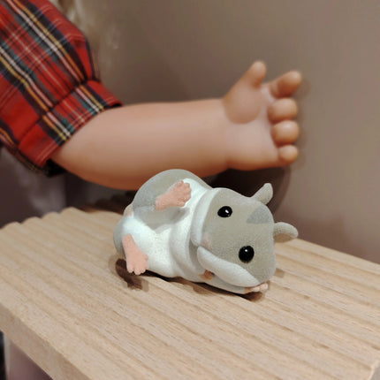 Light Gray Chubby Hamster 1.75" Flocked Mini Figure – Dollhouse Pet (Pre-Owned)