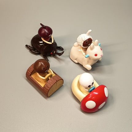 Nameko Mushroom Garden Mushroom Driving – Lot of 4 Pull Back Cars (Re-ment, Pre-Owned)