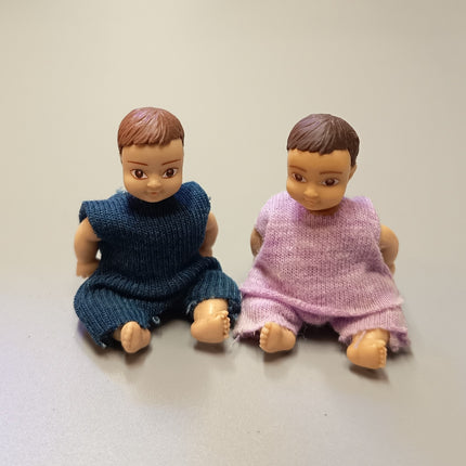 Lundby Modern Baby / Toddler Dolls – Lot of 2 Twins 1/18 Scale Dollhouse Figures (Pre-Owned)
