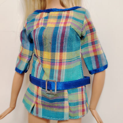 1/6 Scale Blue Plaid Tunic Top – Retro Style for Barbie & Jenny (Pre-Owned)