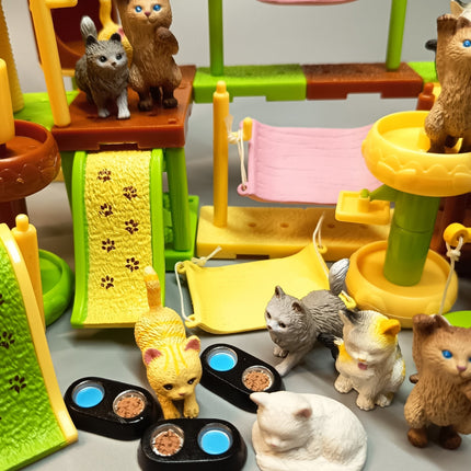 Miniature Kitty Cat Playground DIY Playset – Barbie Dollhouse Pet Figures (Pre-Owned)