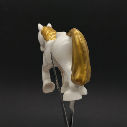 LEGO DUPLO White & Gold Horse Figure – Pony Parts Replacement (Pre-Owned)