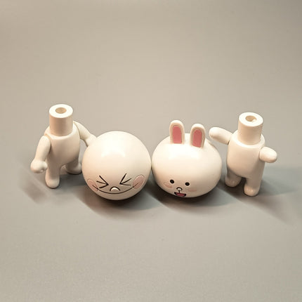 Line Friends Moon & Bunny Cony – 3" Mini Figure Collectible (T-arts, Pre-Owned)