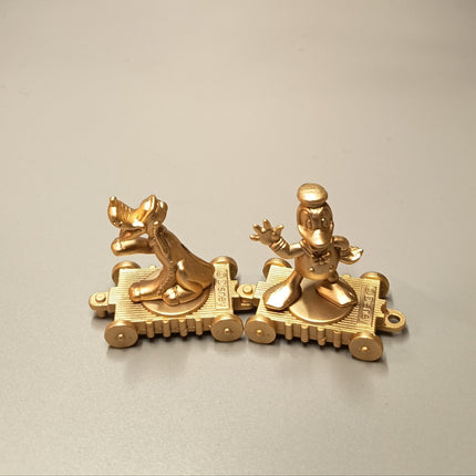 Disney Gold Diecast Metal Mascot – Donald & Pluto 1.25" (Pre-Owned)