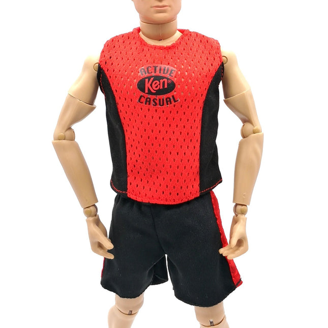 Mattel KEN Barbie Doll Clothes 90s MESH ACTIVE CASUAL RED SPORTS Outfit 1/6