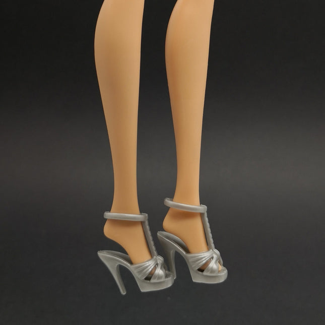 1/6 Scale Gray Strappy Sandal Heels with Ankle Strap – for 11" Doll (Pre-Owned)