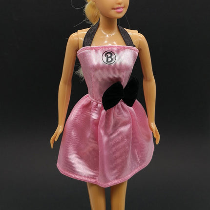 Mattel Barbie 90s Pink Dress with Black Bow – Slim Fit (Pre-Owned)