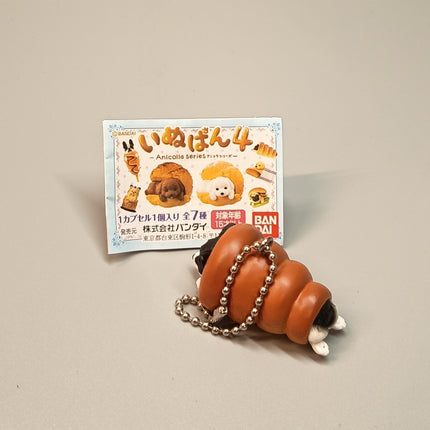 Miniature Black & White Corgi Puppy Bread 2" Keychain Charm – Dollhouse Toy (Pre-Owned)