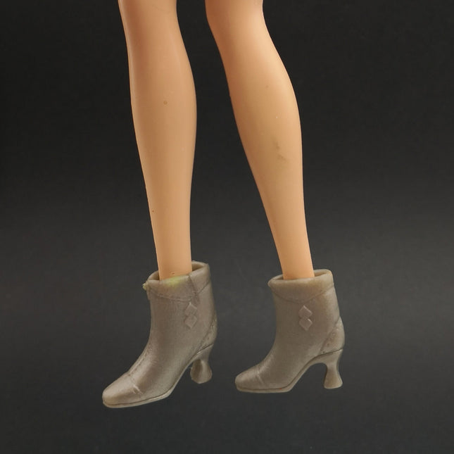 1/6 Scale Female Doll Shoes Gray Short Boots Spool Heel – for 11" 12" Doll (Pre-Owned)
