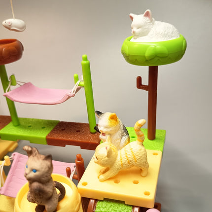 Miniature Kitty Cat Playground DIY Playset – Barbie Dollhouse Pet Figures (Pre-Owned)