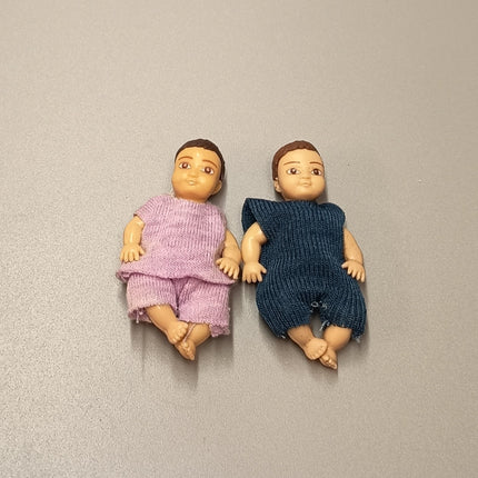 Lundby Modern Baby / Toddler Dolls – Lot of 2 Twins 1/18 Scale Dollhouse Figures (Pre-Owned)