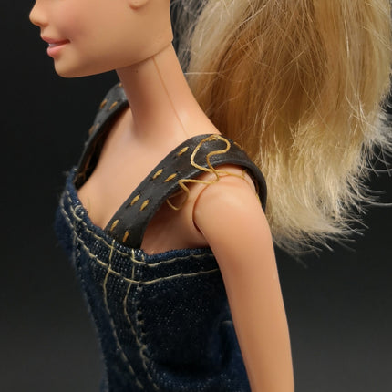 Blue Denim Dress with Leather Strap – 11" Doll (Pre-Owned)