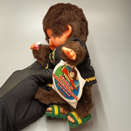 World Monchhichi 7" Plush Boy Doll with Jamaica Top – Sekiguchi (Pre-Owned)