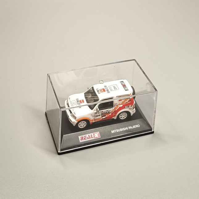 1/72 Real X Mitsubishi Pajero Rally Racer – Diecast Model w Stand & Case (Pre-Owned)