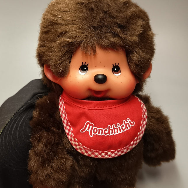 Classic Monchhichi 7" Plush Boy Doll with Red Bib – Sekiguchi (Pre-Owned)