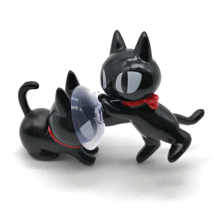 Miniature Black Cat Kitty Phone Stand – 2" Stretching Pose (Pre-Owned)