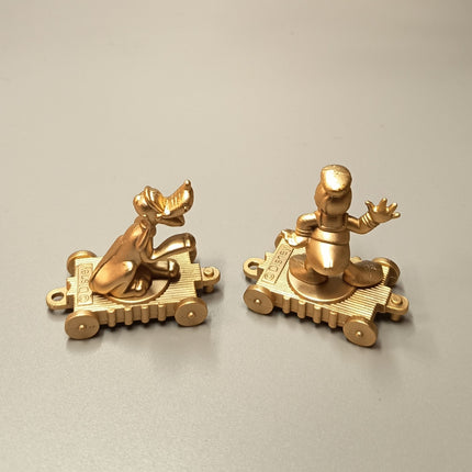 Disney Gold Diecast Metal Mascot – Donald & Pluto 1.25" (Pre-Owned)