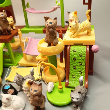 Miniature Kitty Cat Playground DIY Playset – Barbie Dollhouse Pet Figures (Pre-Owned)