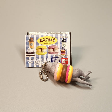 Miniature Gray Kitty Cat with Donuts 2.25" Keychain Charm – Dollhouse Toy (Pre-Owned)