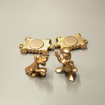 Disney Gold Diecast Metal Mascot – Donald & Pluto 1.25" (Pre-Owned)