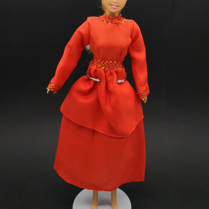 1/6 Scale 90s Red Dress with High Collar – Retro Party Fashion (Pre-Owned)