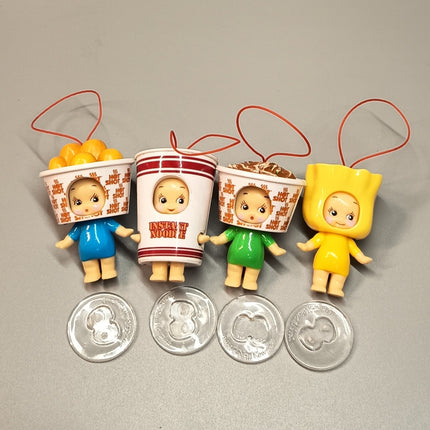 Kewpie Baby x 7-Eleven Cup Noodles Fish Ball – 2" Keychain Lot (Pre-Owned)