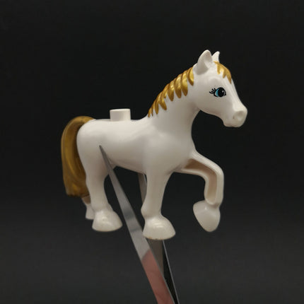 LEGO DUPLO White & Gold Horse Figure – Pony Parts Replacement (Pre-Owned)
