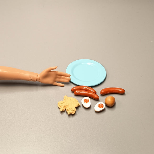 Re-Ment Miniature Egg & Sausages Breakfast – Morning Meal (Pre-Owned)