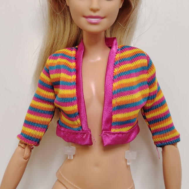 1/6 Scale Color Stripe Cardigan Cropped Top – 2000s Style (Pre-Owned)