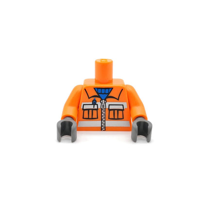 LEGO City Minifigure Construction Worker Torso – Orange Shirt Gray Hand (Pre-Owned)