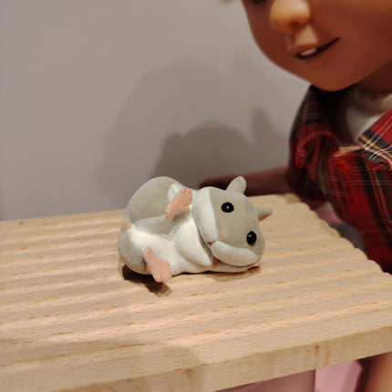 Light Gray Chubby Hamster 1.75" Flocked Mini Figure – Dollhouse Pet (Pre-Owned)