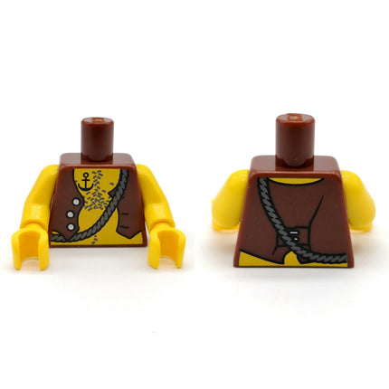 LEGO Minifig Pirates Brown Vest with Rope Anchor Tattoo Torso – pi110 (Pre-Owned)