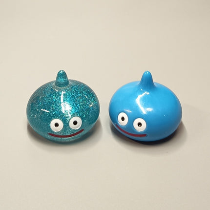 Square Enix Dragon Quest BLUE SLIME GLITTER & BLUE 1" Mini Figure Lot of 2
