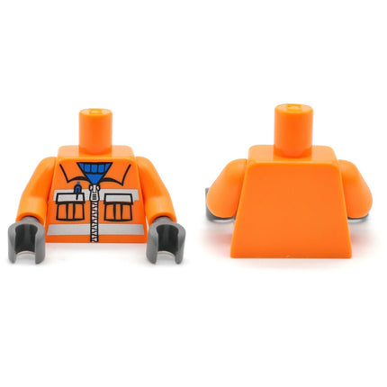 LEGO City Minifigure Construction Worker Torso – Orange Shirt Gray Hand (Pre-Owned)