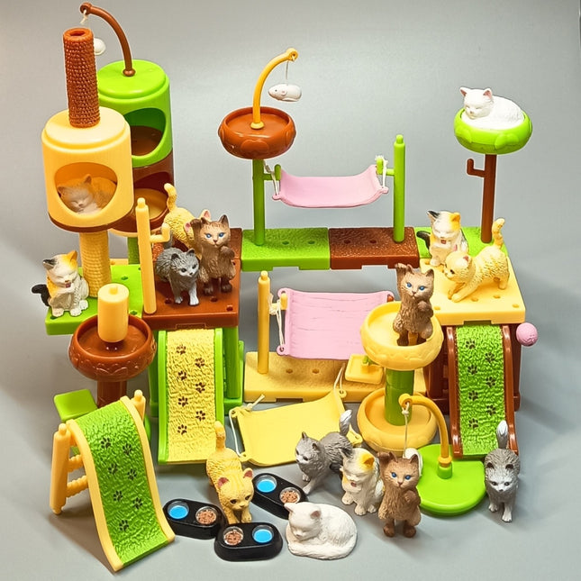 Miniature Kitty Cat Playground DIY Playset – Barbie Dollhouse Pet Figures (Pre-Owned)