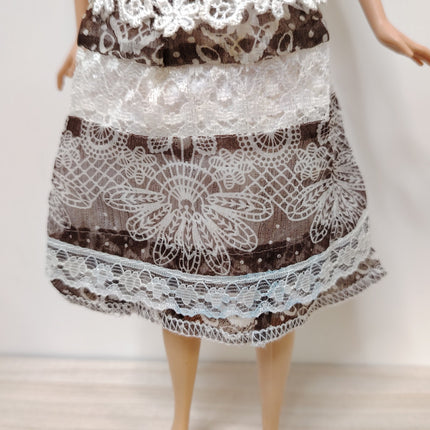 1/6 Scale Brown & White Lace Skirt – Cottage Style (Pre-Owned)