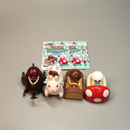Nameko Mushroom Garden Mushroom Driving – Lot of 4 Pull Back Cars (Re-ment, Pre-Owned)