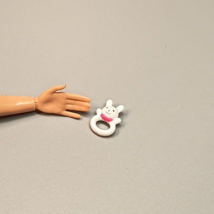 Miniature Baby Rabbit Teether Toy 0.5" – Dollhouse Nursery (Pre-Owned)