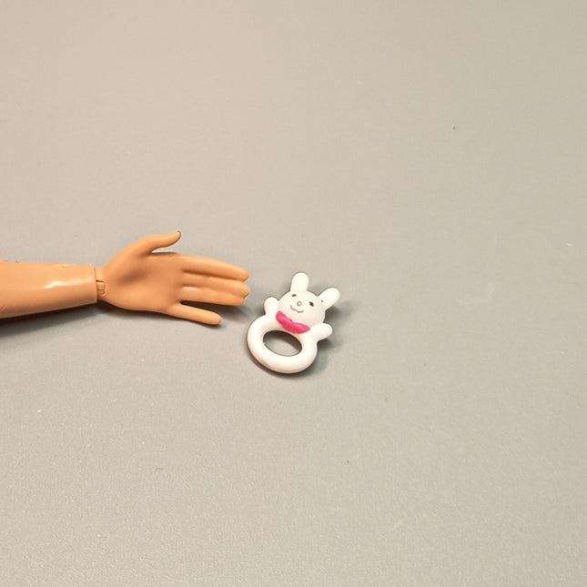 Miniature Baby Rabbit Teether Toy 0.5" – Dollhouse Nursery (Pre-Owned)