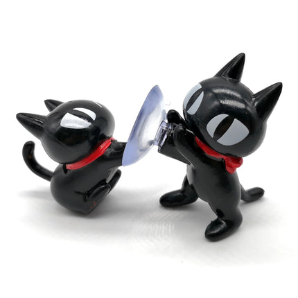 Miniature Black Cat Kitty Phone Stand – 2" Stretching Pose (Pre-Owned)