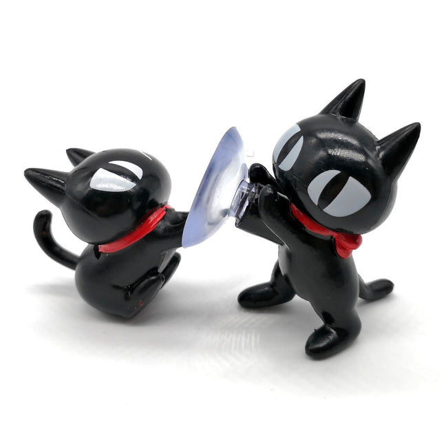 Miniature Black Cat Kitty Phone Stand – 2" Stretching Pose (Pre-Owned)