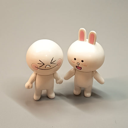 Line Friends Moon & Bunny Cony – 3" Mini Figure Collectible (T-arts, Pre-Owned)