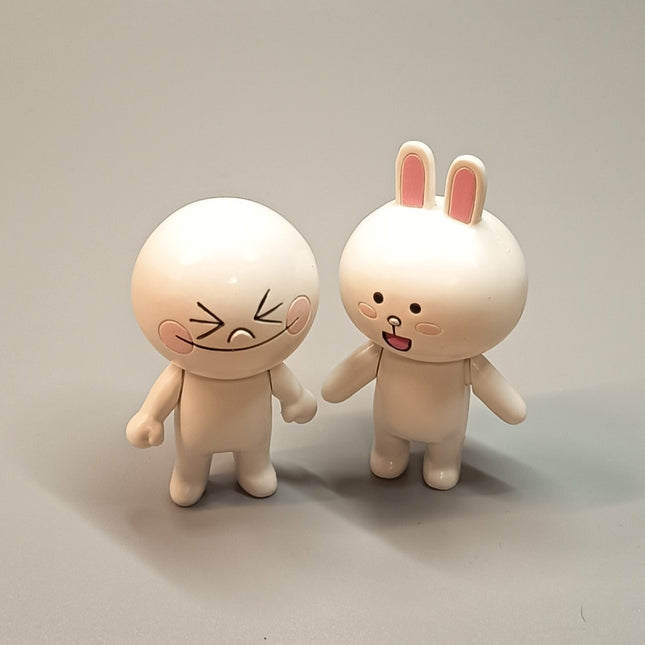 Line Friends Moon & Bunny Cony – 3" Mini Figure Collectible (T-arts, Pre-Owned)