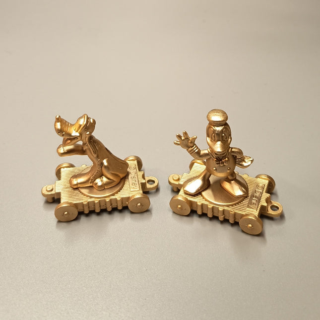 Disney Gold Diecast Metal Mascot – Donald & Pluto 1.25" (Pre-Owned)