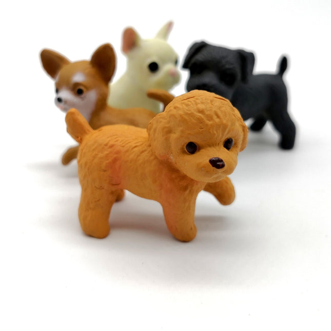 Lot of 4 Miniature Puppies – 1" Figure (Chihuahua Poodle, Pre-Owned)